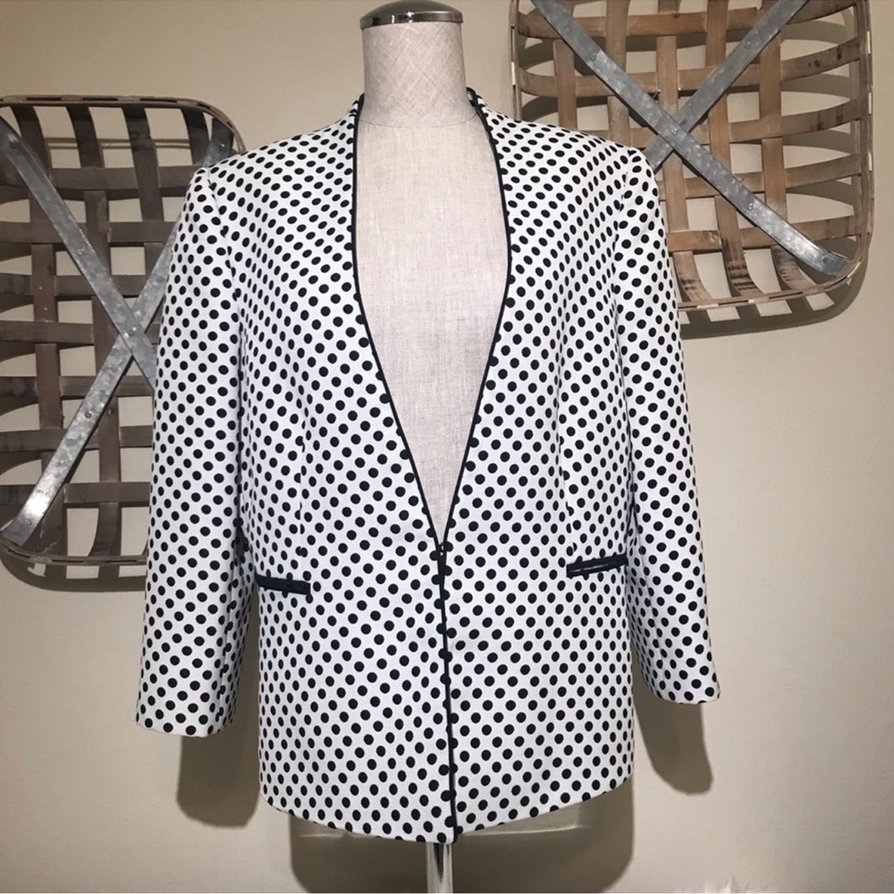 Tahari Black and White Polka Dot Blazer